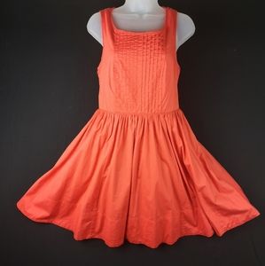 Anthro Moulinette Soeurs Dress Size 6 Sweet Enticement Coral Lace Back Fit Flair